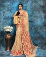 Vanilla Soft Jamdani Saree With Blause Piece