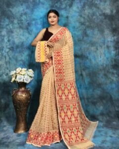 Vanilla Soft Jamdani Saree With Blause Piece