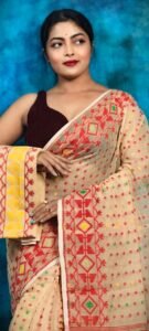 Vanilla Soft Jamdani Saree With Blause Piece