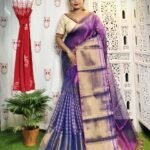 Warm Purple Soft Tissue Handloom Saree