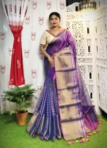 Warm Purple Soft Tissue Handloom Saree