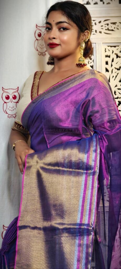 Warm Purple Soft Tissue Handloom Saree