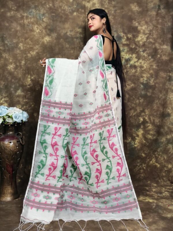 White Rock Soft Jamdani Sari With Blause Piece