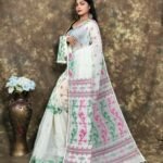 White Rock Soft Jamdani Sari With Blause Piece