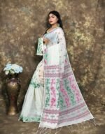 White Rock Soft Jamdani Sari With Blause Piece