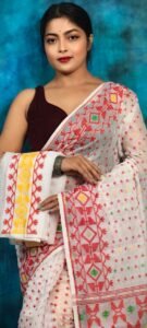 White Soft Jamdani Saree With Blause Piece