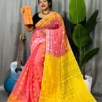 Bean Red Soft Ganga Jamuna Jamdani Sari With Blouse Piece