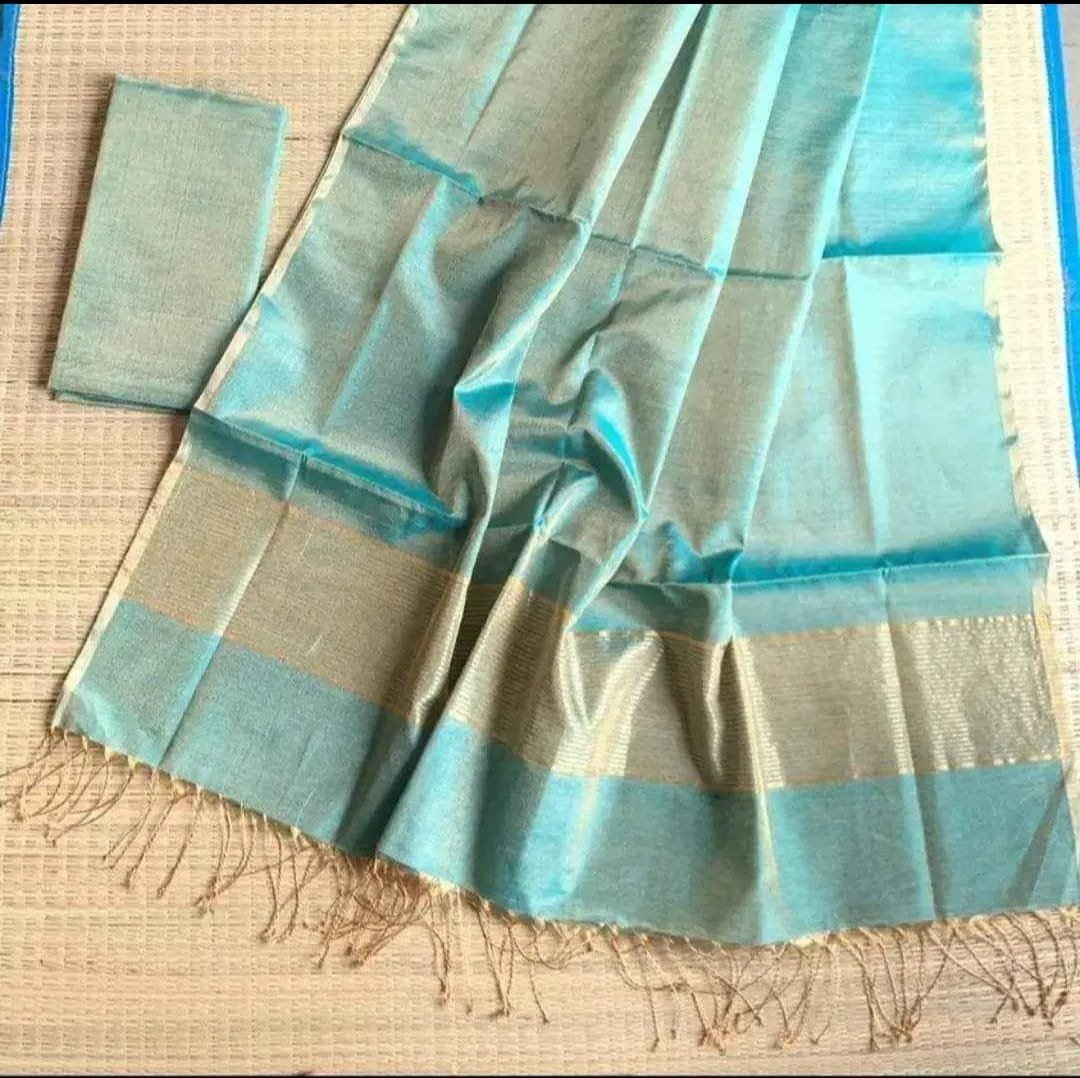 Blue Chill Soft Plain Tissue Saree With Blouse Piece 1 Blue Chill Soft Plain Tissue Saree With Blouse Piece