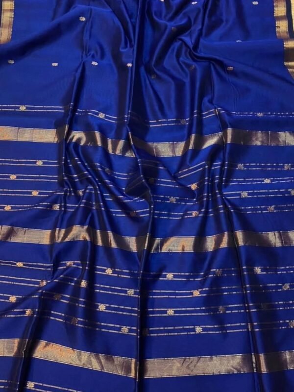 Blue Soft Maheshwari Sari With Blouse Piece