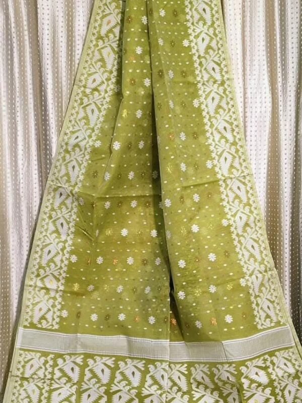 Brass Soft Buti Karat Jamdani Saree With Blouse Piece