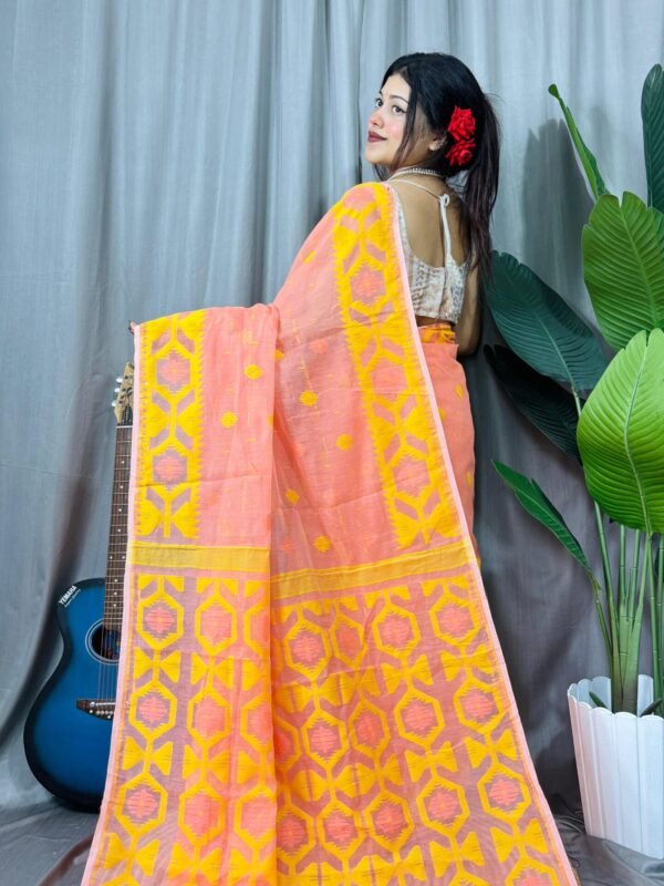Carmine Pink Soft Dhakai Jamdani Saree