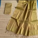 Coffee Soft Plain Tissue Saree With Blouse Piece