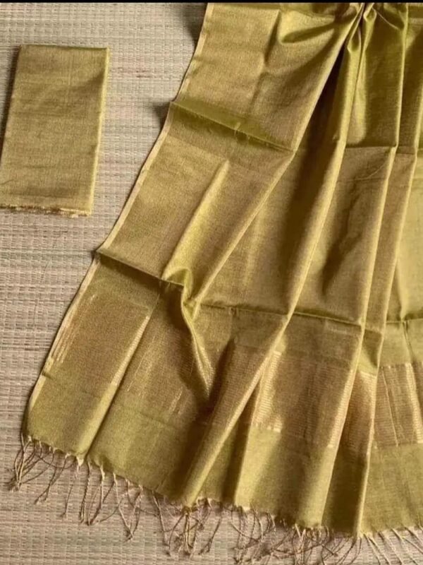 Coffee Soft Plain Tissue Saree With Blouse Piece