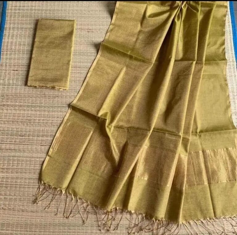 Coffee Soft Plain Tissue Saree With Blouse Piece