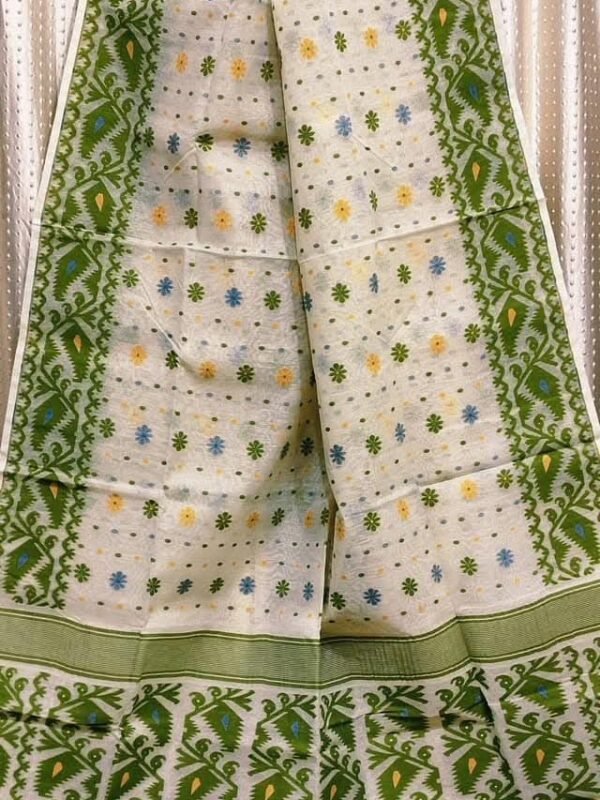 Cream Soft Buti Korat Jamdani Saree With Blouse Piece