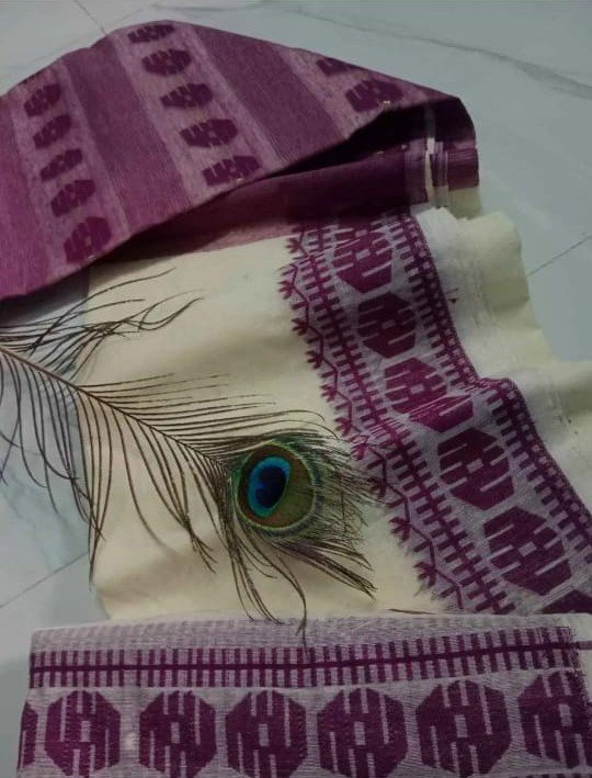 Cream Soft Buti Jamdani Sari With Blouse Piece