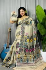 Cream Soft Ful Bahar Jamdani Saree