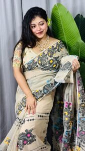 Cream Soft Ful Bahar Jamdani Saree