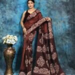 Dark Coffee Soft Mom Batik Saree
