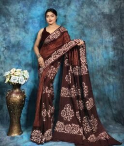 Dark Coffee Soft Mom Batik Saree