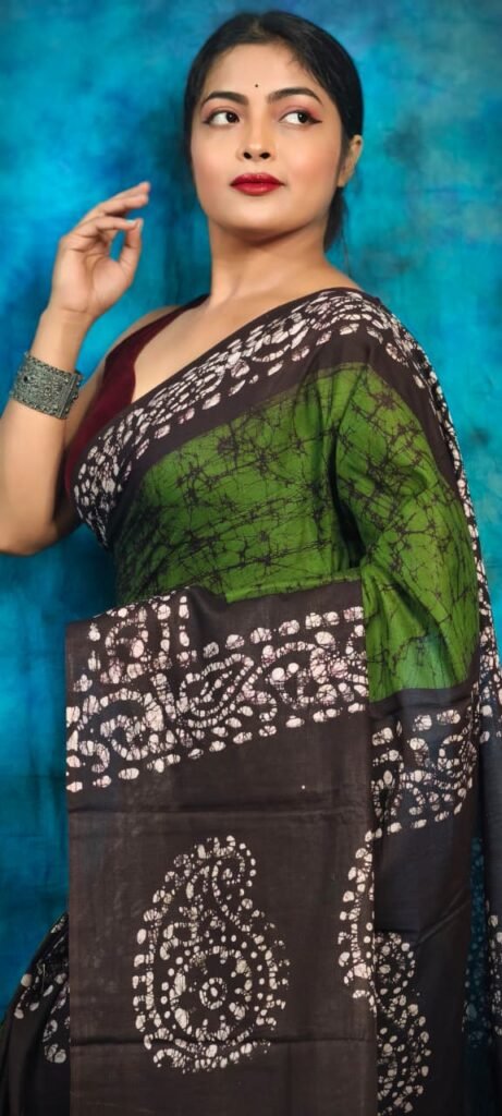 Dark Green Soft Mom Batik Saree