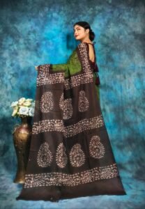 Dark Green Soft Mom Batik Saree