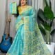 Deep Aqua Soft Dhakai Jamdani Saree