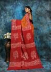 Deep Orange Soft Mom Batik Saree