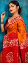 Deep Orange Soft Mom Batik Saree