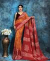 Deep Orange Soft Mom Batik Saree