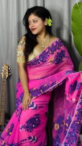 Deep Pink Soft Ful Bahar Jamdani Saree