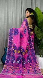 Deep Pink Soft Ful Bahar Jamdani Saree