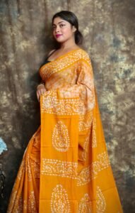 Dull Orange Soft Mom Batik Saree