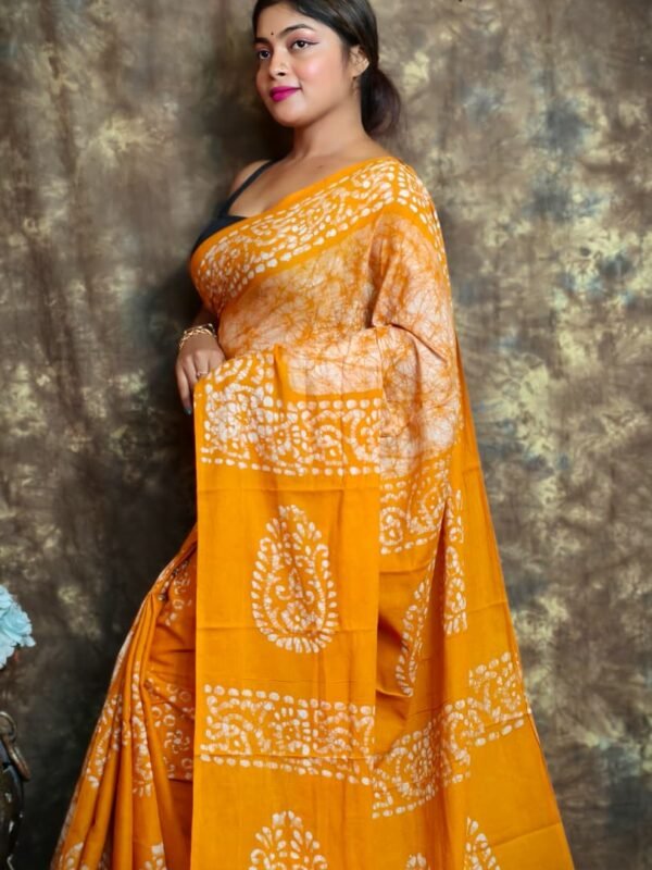Dull Orange Soft Mom Batik Saree