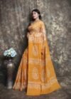 Dull Orange Soft Mom Batik Saree