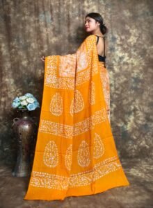 Dull Orange Soft Mom Batik Saree