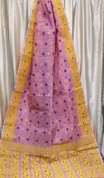 Dull Pink Soft Buti Korat Jamdani Saree With Blouse Piece