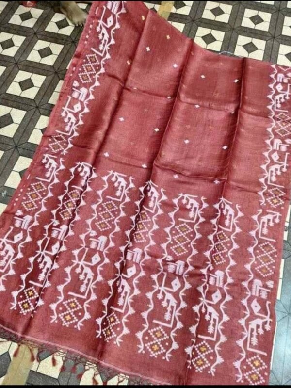 Dusky Rose Pure Tussar By Tussar Handloom Sari With Blouse Piece