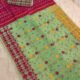 Faded Green Soft Ganga Jamuna Jamdani Sari With Blouse Piece