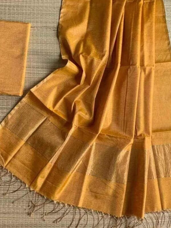 Faded Orange Soft Plain Tissue Saree With Blouse Piece