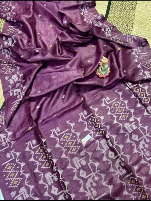 Grape Pure Tussar By Tussar Handloom Sari With Blouse Piece