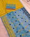 Hippie Blue Soft Ganga Jamuna Jamdani Sari With Blouse Piece