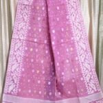 Lavender Pink Soft Buti Korat Jamdani Saree With Blouse Piece