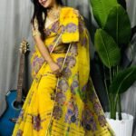 Lemon Yellow Soft Ful Bahar Jamdani Saree