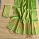 Light Green Soft Plain Tissue Saree With Blouse Piece