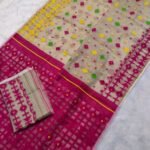 Mushroom Soft Ganga Jamuna Jamdani Sari With Blouse Piece