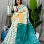 Off White Soft Ganga Jamuna Jamdani Sari With Blouse Piece