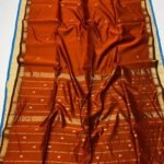 Orangey Red Soft Maheshwari Sari With Blouse Piece