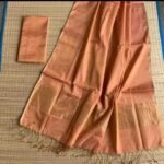 Orange Salmon Soft Plain Tissue Saree With Blouse Piece