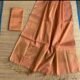 Orange Salmon Soft Plain Tissue Saree With Blouse Piece